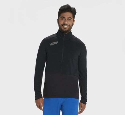 Hoka One One 1/2 Zip Midlayer Men's Running Tops Black | JNGU-46095