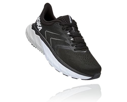 Hoka One One Arahi 5 Men's Road Running Shoes Black / White | QNGV-28643