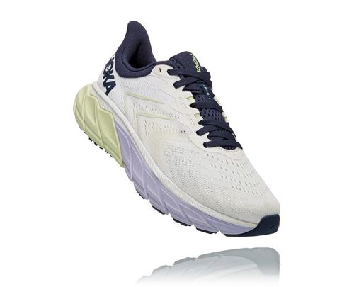 Hoka One One Arahi 5 Women's Road Running Shoes Blanc De Blanc / Outer Space | LIHX-75102