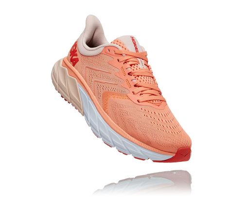 Hoka One One Arahi 5 Women's Road Running Shoes Cantaloupe / Silver Peony | QRHK-84326