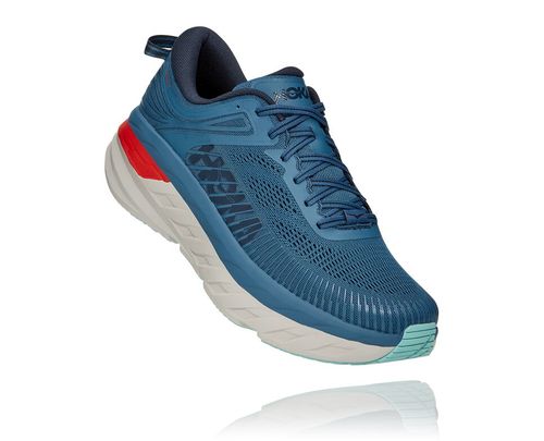 Hoka One One Bondi 7 Men's Road Running Shoes Real Teal / Outer Space | BJPD-29705