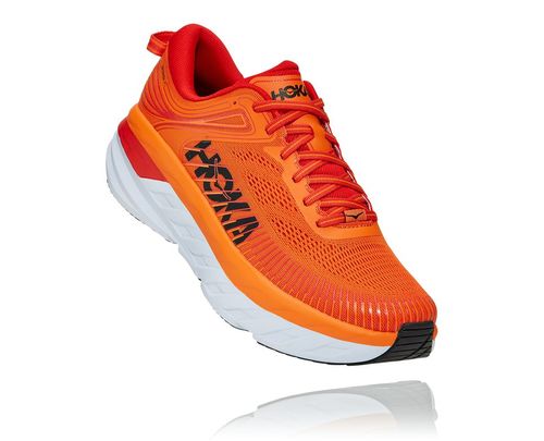 Hoka One One Bondi 7 Men's Road Running Shoes Persimmon Orange / Fiesta | JBVR-76213