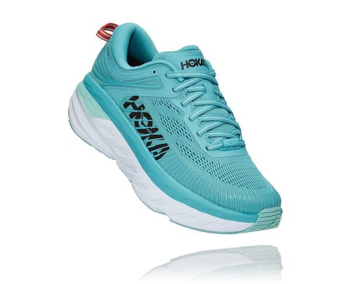 Hoka One One Bondi 7 Women's Road Running Shoes Aquarelle / Eggshell Blue | AGCJ-45280