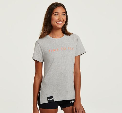 Hoka One One Brand Tee Women's Running Tees Heather Grey / Cantaloupe | PQRW-53791