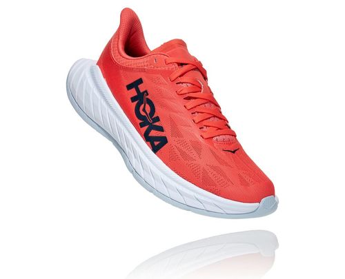 Hoka One One Carbon X 2 Women's Road Running Shoes Hot Coral / Black Iris | FJRU-98175