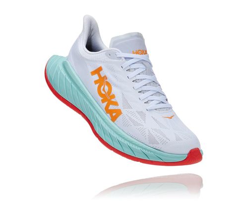 Hoka One One Carbon X 2 Women's Road Running Shoes White / Blazing Orange | HEQK-98610