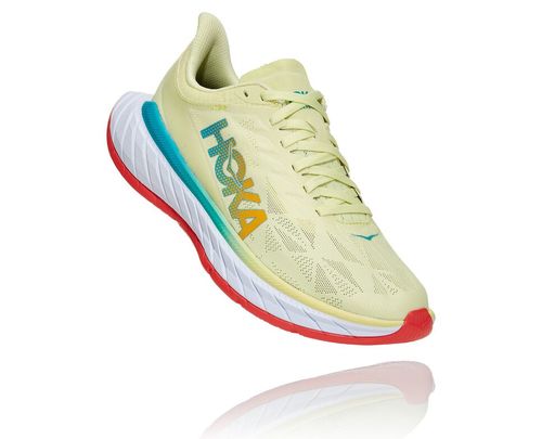 Hoka One One Carbon X 2 Women's Road Running Shoes Luminary Green / Hot Coral | LOUN-17490