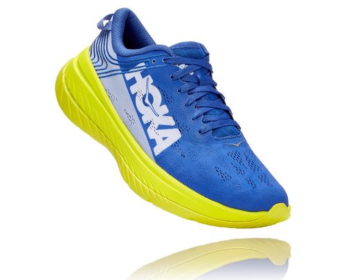 Hoka One One Carbon X Men's Road Running Shoes Amparo Blue / Evening Primrose | YMBT-94861