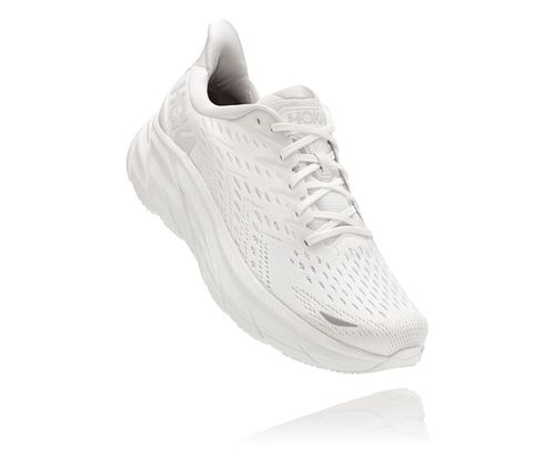 Hoka One One Clifton 8 Men's Road Running Shoes White / White | PFZN-41302