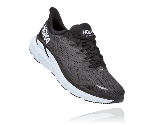 Hoka One One Clifton 8 Men's Road Running Shoes Black / White | QPDA-47329