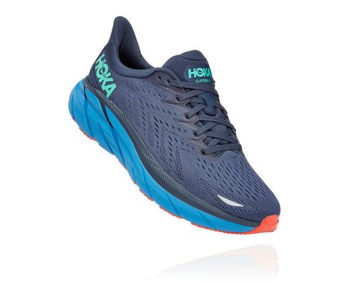 Hoka One One Clifton 8 Men's Road Running Shoes Outer Space / Vallarta Blue | REKI-35021