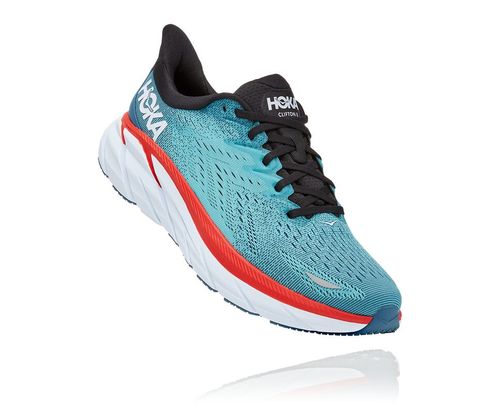 Hoka One One Clifton 8 Men's Road Running Shoes Real Teal / Aquarelle | ZPAD-59370