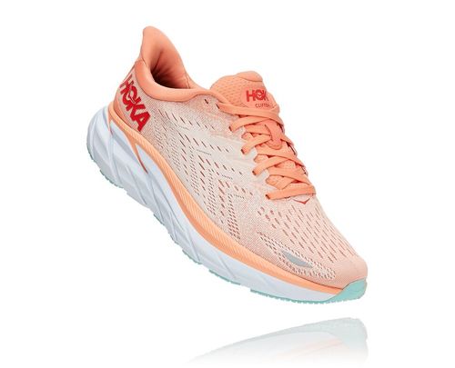 Hoka One One Clifton 8 Women's Road Running Shoes Cantaloupe / Silver Peony | PWGC-94021