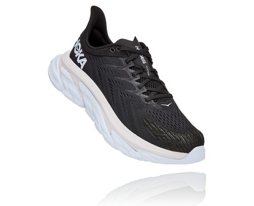 Hoka One One Clifton Edge Men's Road Running Shoes Black / White | EWUH-53864