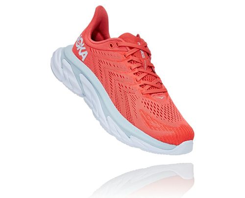 Hoka One One Clifton Edge Women's Road Running Shoes Hot Coral / White | AQID-42089