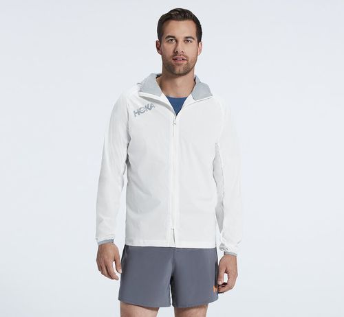 Hoka One One Full-Zip Wind Men's Jackets White | KSXT-58204