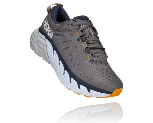 Hoka One One Gaviota 3 Men's Road Running Shoes Charcoal Gray / Ombre Blue | VBHF-90324