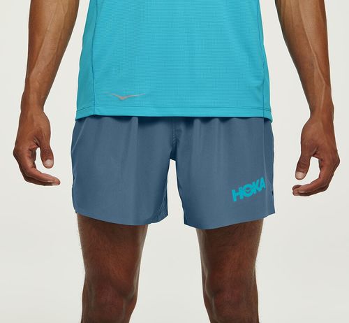 Hoka One One Glide 5" Men's Shorts Real Teal | AYUB-63124