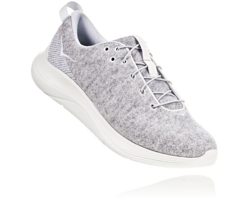 Hoka One One Hupana Flow Wool Women's Road Running Shoes Lunar Rock / Blanc De Blanc | AOPC-20684