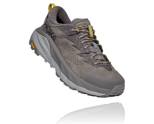 Hoka One One Kaha Low GORE-TEX Men's Hiking Boots Charcoal Gray / Green Sheen | JSNU-17238