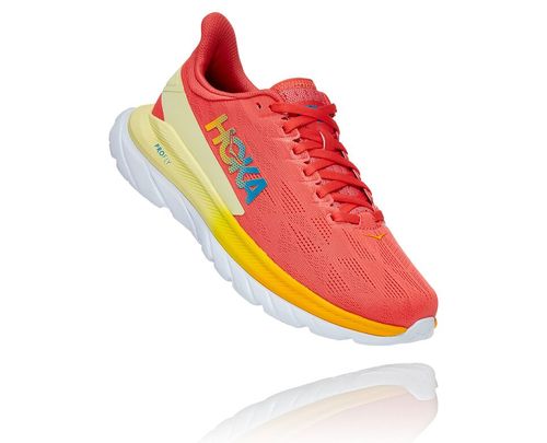 Hoka One One Mach 4 Men's Road Running Shoes Hot Coral / Saffron | BPLH-35628