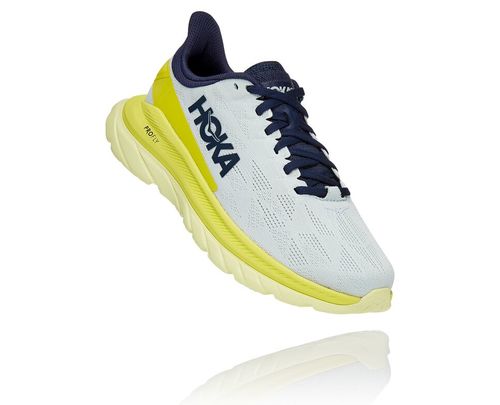 Hoka One One Mach 4 Men's Road Running Shoes Blue Flower / Citrus | DUPW-43128