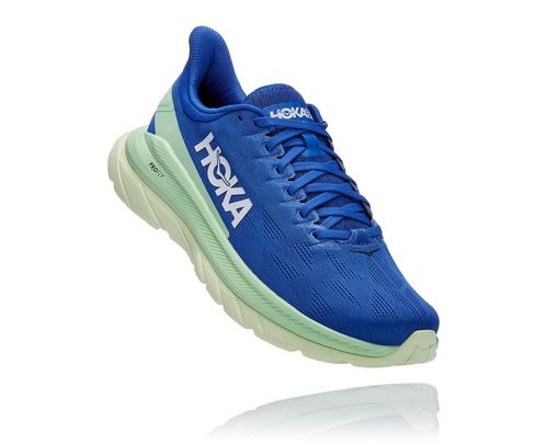 Hoka One One Mach 4 Men's Road Running Shoes Dazzling Blue / Green Ash | LXCO-76381