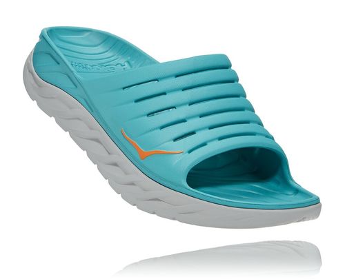 Hoka One One ORA Recovery Men's Slides Aquarelle / Blazing Orange | MSLO-31568