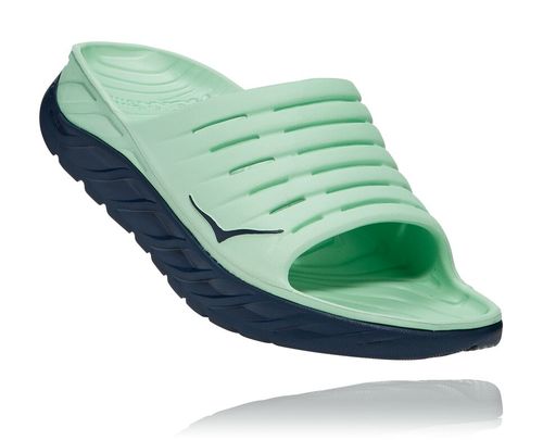 Hoka One One ORA Recovery Men's Slides Green Ash / Outer Space | YUOT-49123