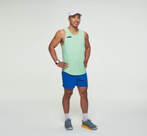 Hoka One One Performance Men's Running Tanks Green Ash | WKLU-32709