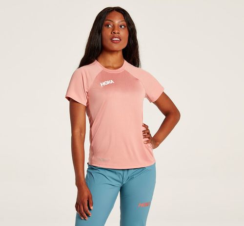 Hoka One One Performance Short Sleeve Women's T Shirts Rosette | PVCB-95760