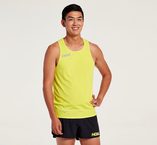 Hoka One One Singlet Men's Running Tops Citrus | MNCX-72413