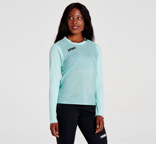 Hoka One One Slim Fit Women's Windshirts Blue Tint | UHLP-93746