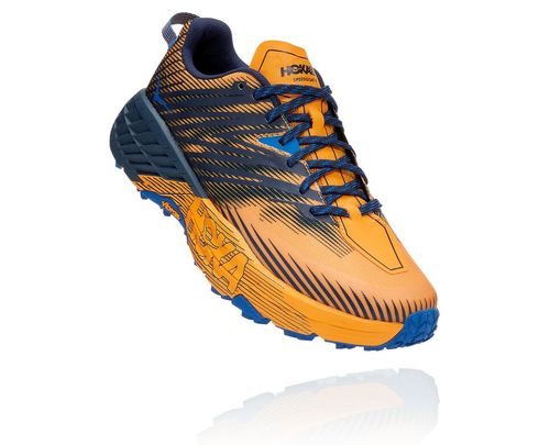 Hoka One One Speedgoat 4 Men's Trail Running Shoes Saffron / Black Iris | LHDZ-39548