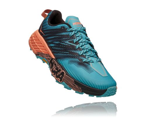 Hoka One One Speedgoat 4 Women's Trail Running Shoes Aquarelle / Cantaloupe | JHNK-18054