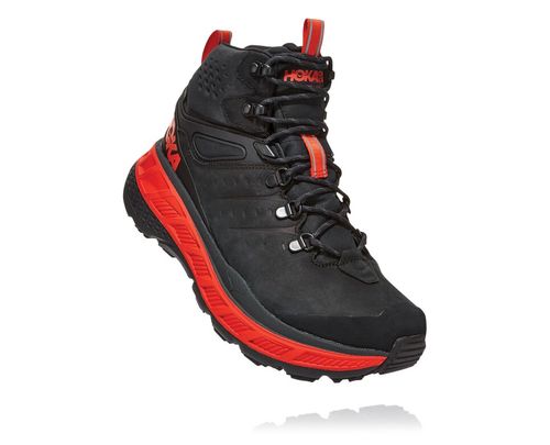 Hoka One One Stinson Mid GORE-TEX Men's Hiking Boots Anthracite / Mandarin Red | HJWT-79832