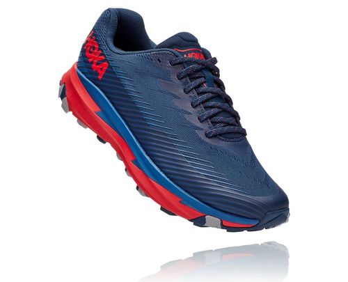 Hoka One One Torrent 2 Men's Trail Running Shoes Moonlit Ocean / High Risk Red | GVMO-48915